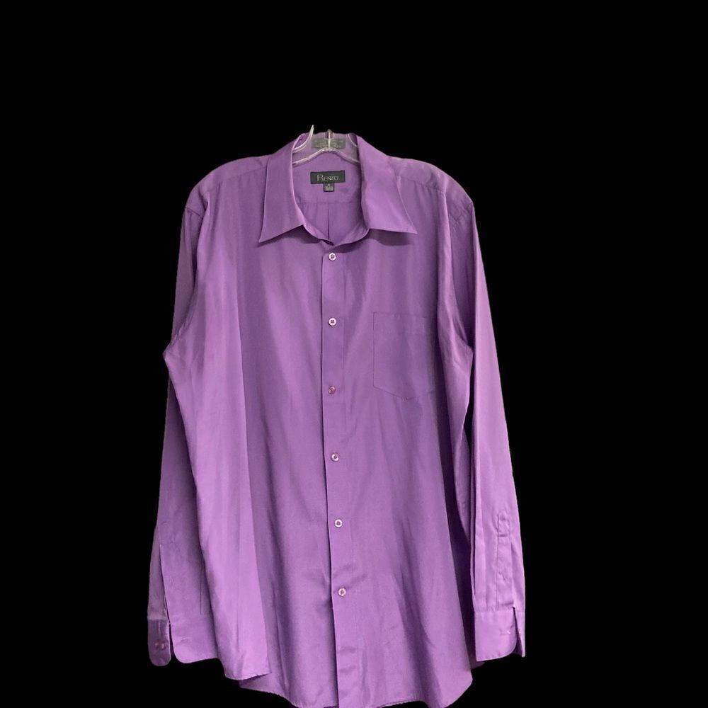 RENZO‎ Men’s Long Sleeve Purple Shirt Size XL 17/17.5-34/35 Button Down